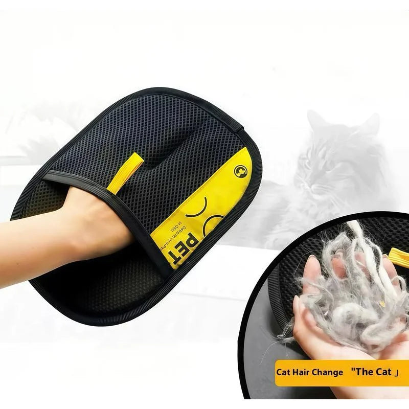Pet Hair Remover Gloves Electrostatic for Cats Dogs, Reusable Washable Grooming Glove with 2-in-1 Lint Roller Brush - Safe Non-T